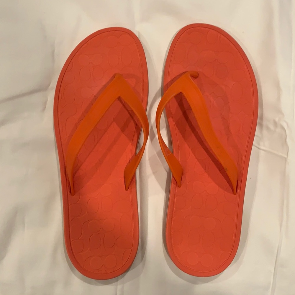 Coach Orange Flip Flops Size 8